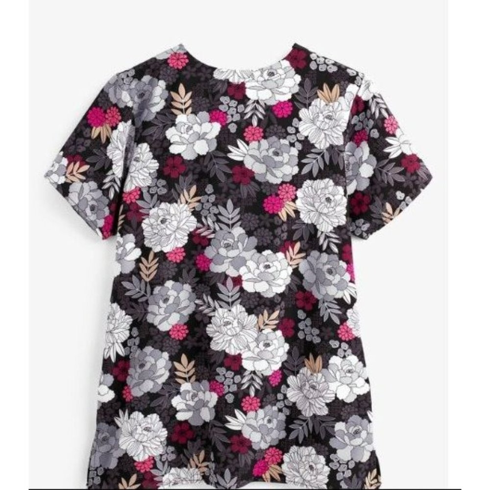 WonderWink Parlour Floral Women's 2-Pocket V-Neck Print Scrub Top Medium